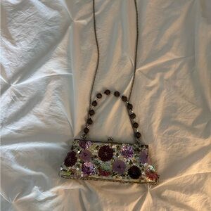 Floral sequin clutch